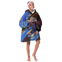 Personalized Antigua And Barbuda Cricket Kid Wearable Blanket Hoodie Falcons Caribbean Lightning Abstract Graphic