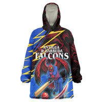 Personalized Antigua And Barbuda Cricket Kid Wearable Blanket Hoodie Falcons Caribbean Lightning Abstract Graphic