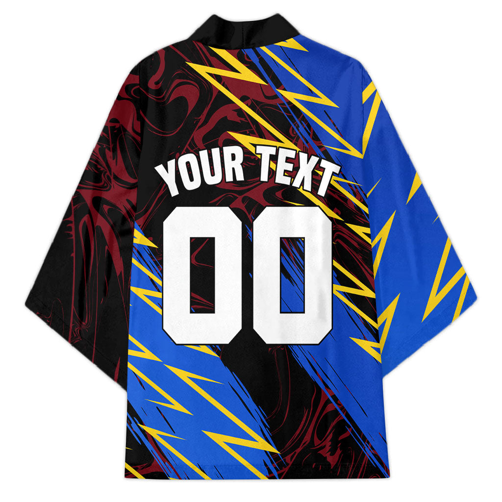 Personalized Antigua And Barbuda Cricket Kimono Falcons Caribbean Lightning Abstract Graphic
