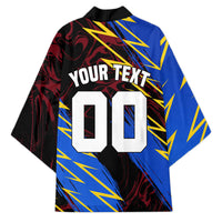 Personalized Antigua And Barbuda Cricket Kimono Falcons Caribbean Lightning Abstract Graphic