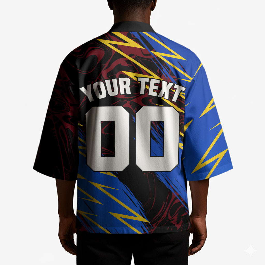Personalized Antigua And Barbuda Cricket Kimono Falcons Caribbean Lightning Abstract Graphic