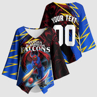 Personalized Antigua And Barbuda Cricket Kimono Sleeve Blouse Falcons Caribbean Lightning Abstract Graphic