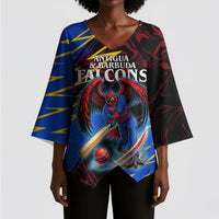 Personalized Antigua And Barbuda Cricket Kimono Sleeve Blouse Falcons Caribbean Lightning Abstract Graphic