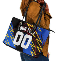 Personalized Antigua And Barbuda Cricket Leather Tote Bag Falcons Caribbean Lightning Abstract Graphic