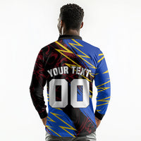 Personalized Antigua And Barbuda Cricket Long Sleeve Polo Shirt Falcons Caribbean Lightning Abstract Graphic