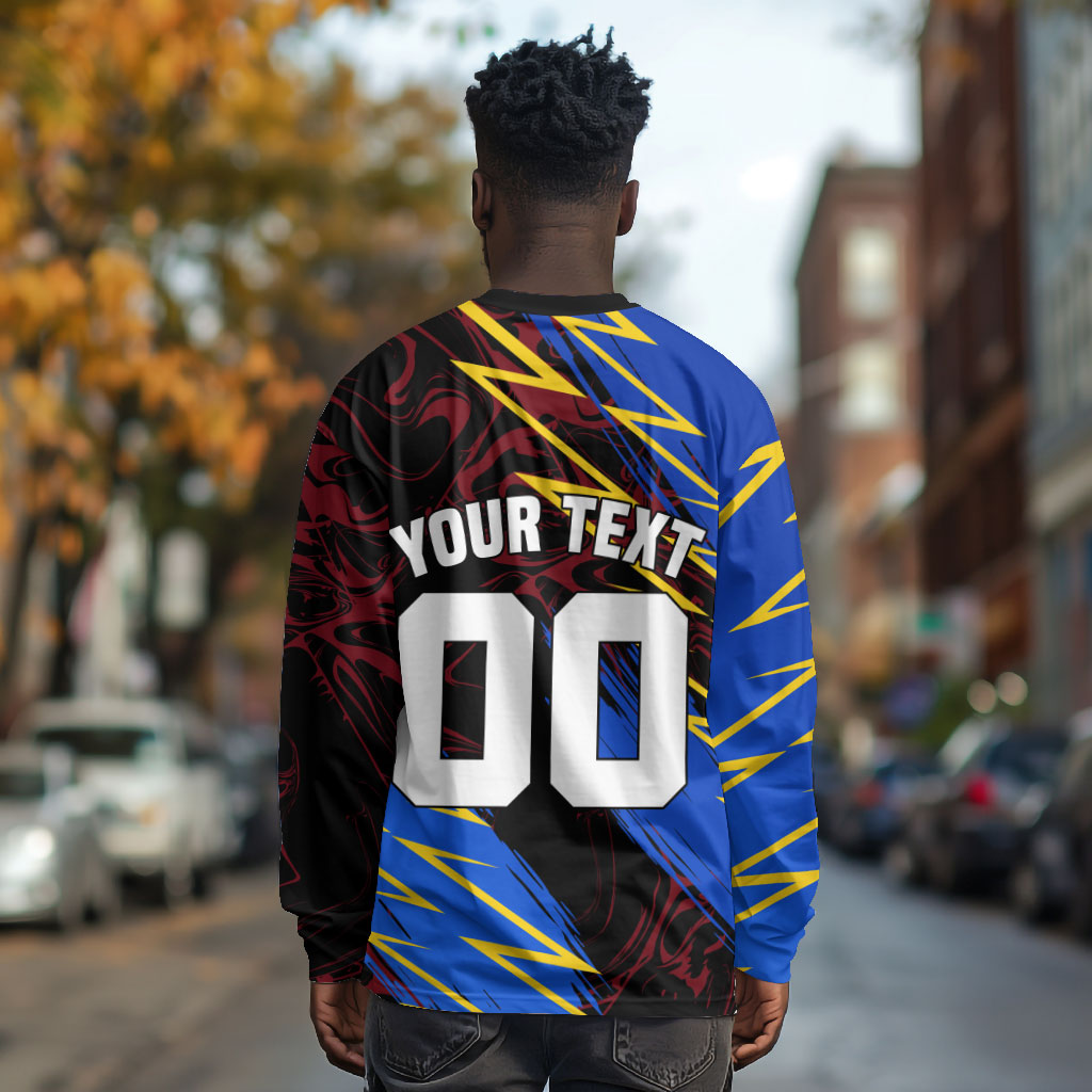 Personalized Antigua And Barbuda Cricket Long Sleeve Shirt Falcons Caribbean Lightning Abstract Graphic