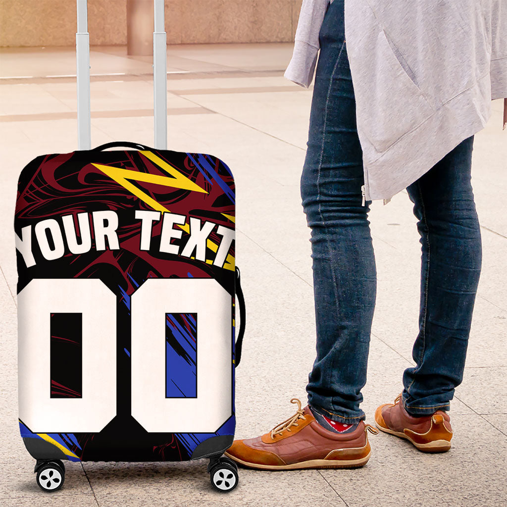 Personalized Antigua And Barbuda Cricket Luggage Cover Falcons Caribbean Lightning Abstract Graphic
