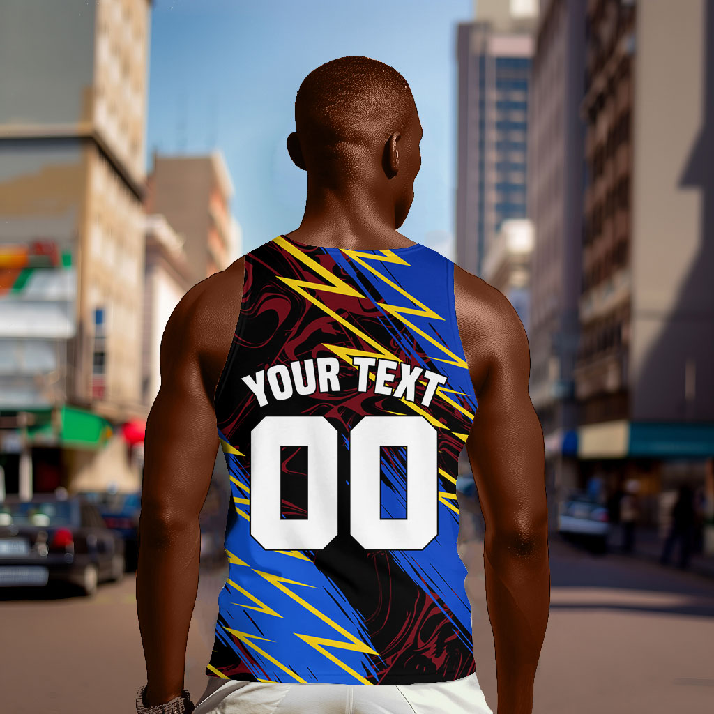 Personalized Antigua And Barbuda Cricket Men Tank Top Falcons Caribbean Lightning Abstract Graphic