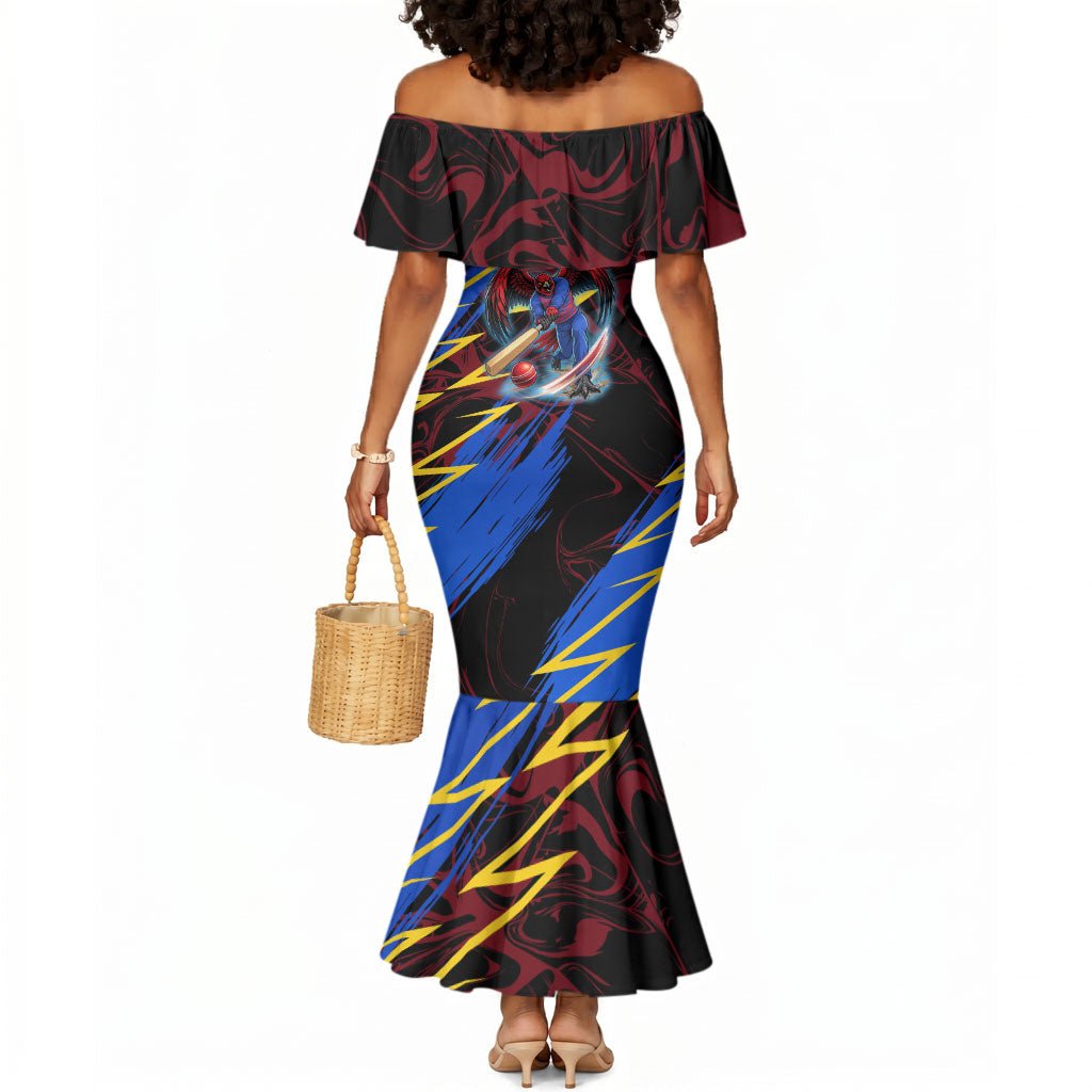 Personalized Antigua And Barbuda Cricket Mermaid Dress Falcons Caribbean Lightning Abstract Graphic