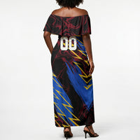 Personalized Antigua And Barbuda Cricket Off Shoulder Maxi Dress Falcons Caribbean Lightning Abstract Graphic