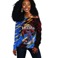 Personalized Antigua And Barbuda Cricket Off Shoulder Sweater Falcons Caribbean Lightning Abstract Graphic