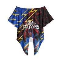 Personalized Antigua And Barbuda Cricket Off Shoulder Wrap Waist Top Falcons Caribbean Lightning Abstract Graphic