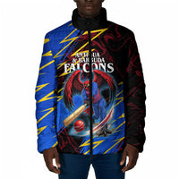 Personalized Antigua And Barbuda Cricket Padded Jacket Falcons Caribbean Lightning Abstract Graphic