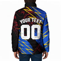 Personalized Antigua And Barbuda Cricket Padded Jacket Falcons Caribbean Lightning Abstract Graphic