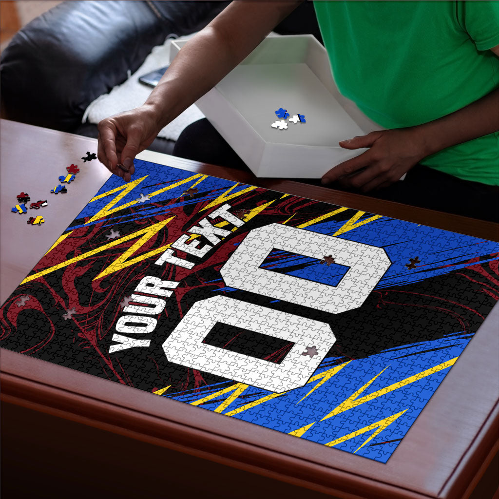 Personalized Antigua And Barbuda Cricket Puzzle Falcons Caribbean Lightning Abstract Graphic