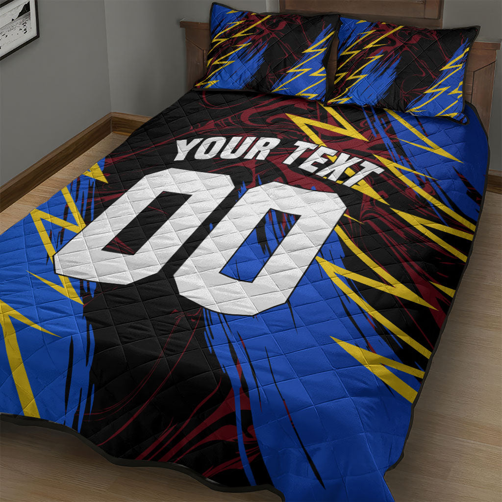 Personalized Antigua And Barbuda Cricket Quilt Bed Set Falcons Caribbean Lightning Abstract Graphic