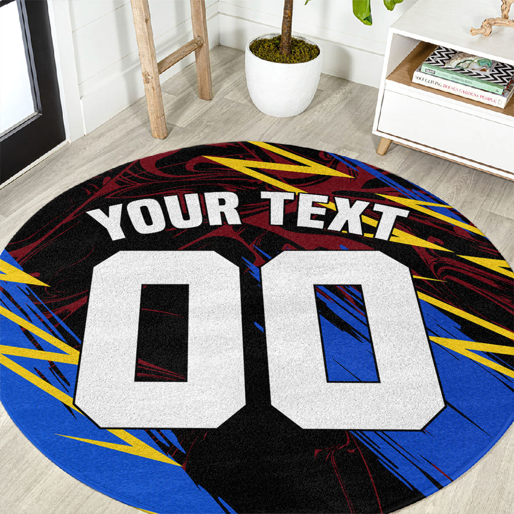 Personalized Antigua And Barbuda Cricket Round Carpet Falcons Caribbean Lightning Abstract Graphic