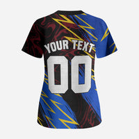 Personalized Antigua And Barbuda Cricket Scrub Top Falcons Caribbean Lightning Abstract Graphic