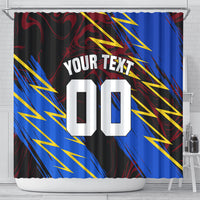 Personalized Antigua And Barbuda Cricket Shower Curtain Falcons Caribbean Lightning Abstract Graphic