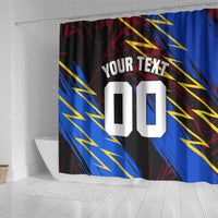Personalized Antigua And Barbuda Cricket Shower Curtain Falcons Caribbean Lightning Abstract Graphic