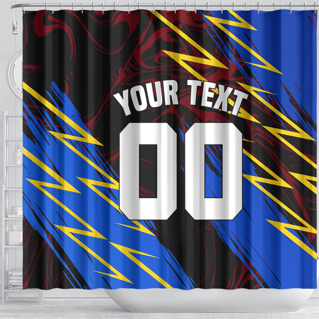 Personalized Antigua And Barbuda Cricket Shower Curtain Falcons Caribbean Lightning Abstract Graphic