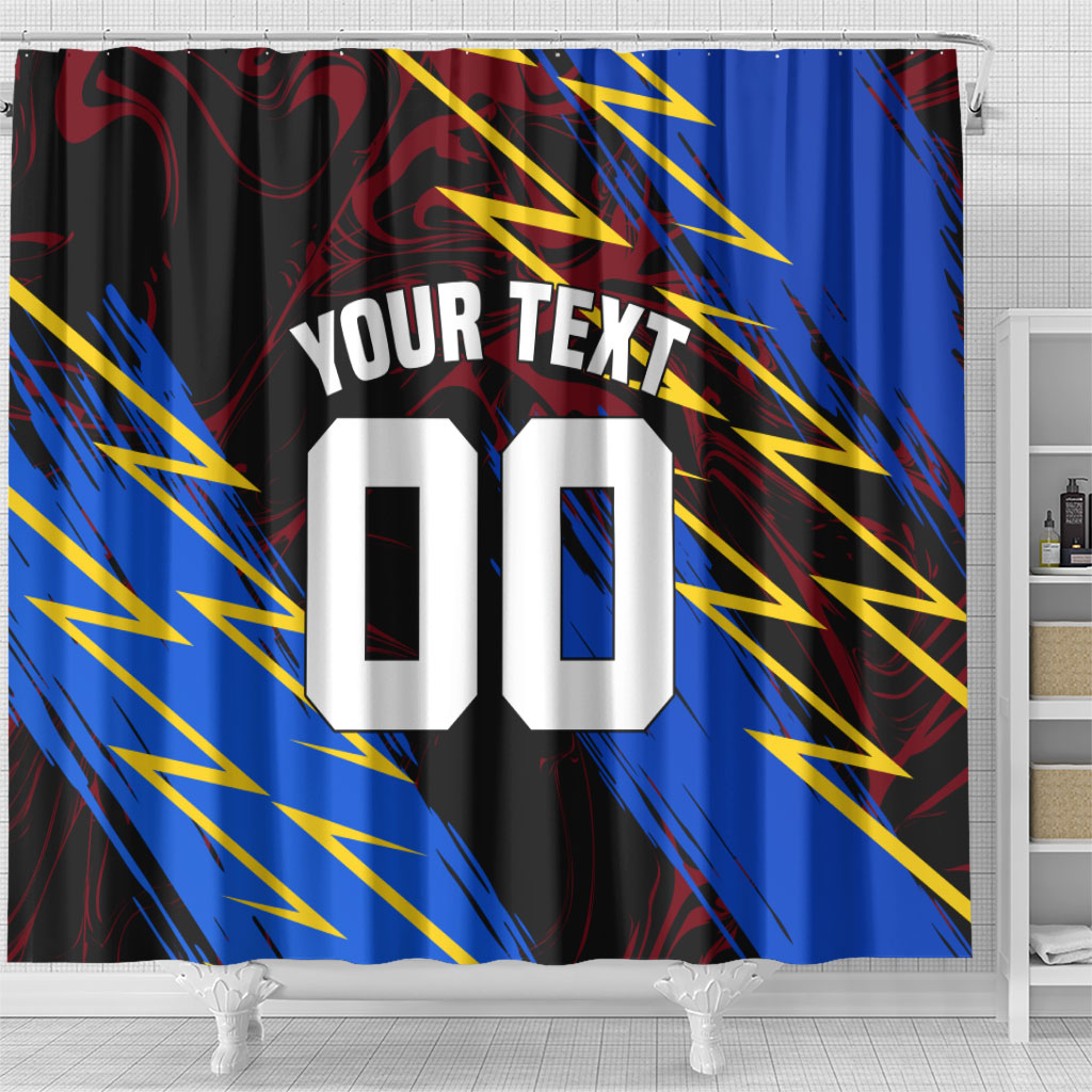 Personalized Antigua And Barbuda Cricket Shower Curtain Falcons Caribbean Lightning Abstract Graphic