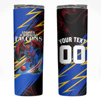 Personalized Antigua And Barbuda Cricket Skinny Tumbler Falcons Caribbean Lightning Abstract Graphic