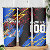 Personalized Antigua And Barbuda Cricket Skinny Tumbler Falcons Caribbean Lightning Abstract Graphic