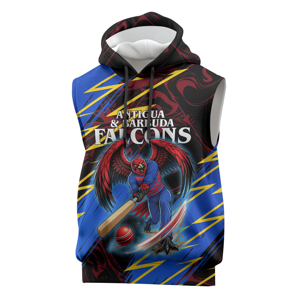 Personalized Antigua And Barbuda Cricket Sleeveless Hoodie Falcons Caribbean Lightning Abstract Graphic