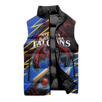 Personalized Antigua And Barbuda Cricket Sleeveless Puffer Jacket Falcons Caribbean Lightning Abstract Graphic