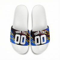 Personalized Antigua And Barbuda Cricket Slide Sandals Falcons Caribbean Lightning Abstract Graphic