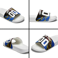 Personalized Antigua And Barbuda Cricket Slide Sandals Falcons Caribbean Lightning Abstract Graphic