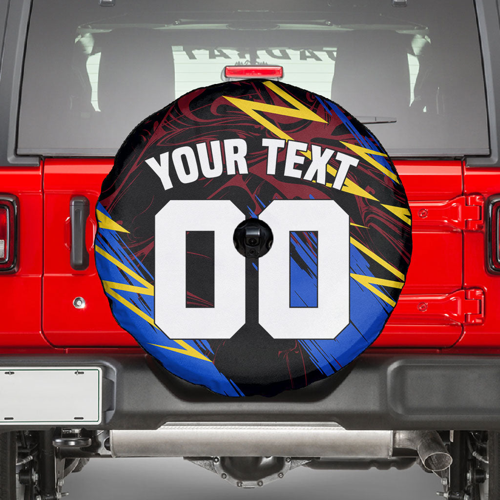 Personalized Antigua And Barbuda Cricket Spare Tire Cover Falcons Caribbean Lightning Abstract Graphic