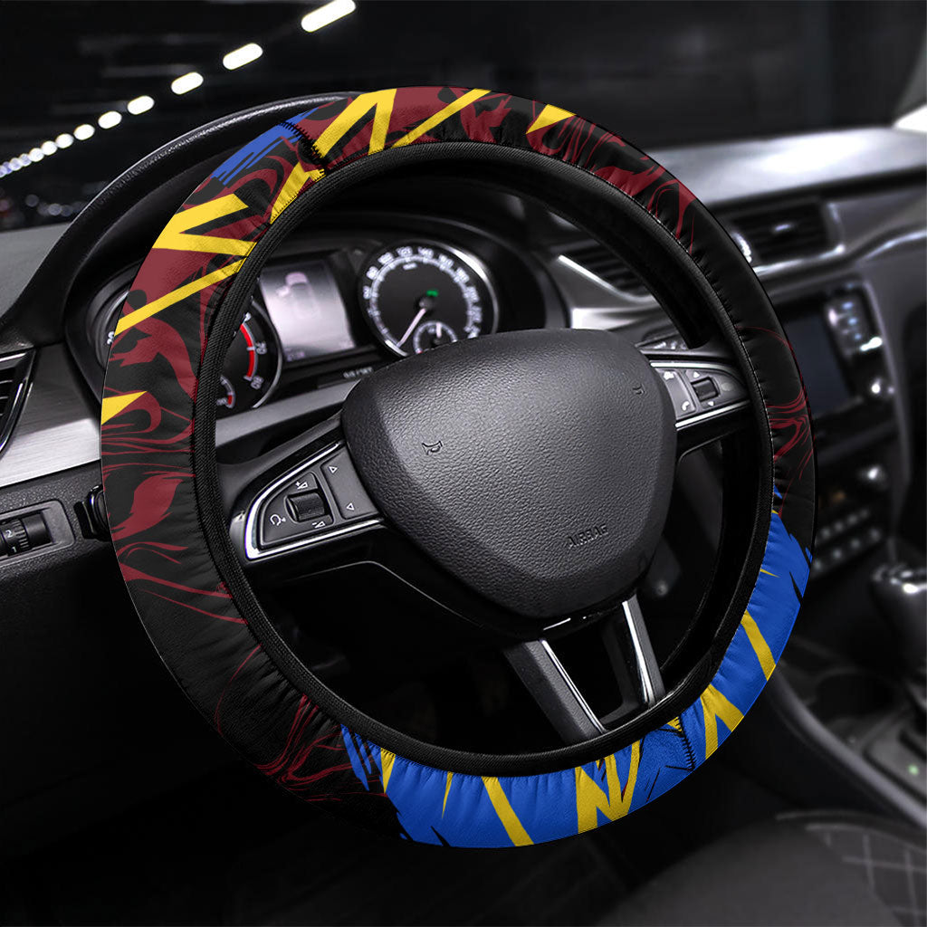 Antigua And Barbuda Cricket Steering Wheel Cover Falcons Caribbean Lightning Abstract Graphic