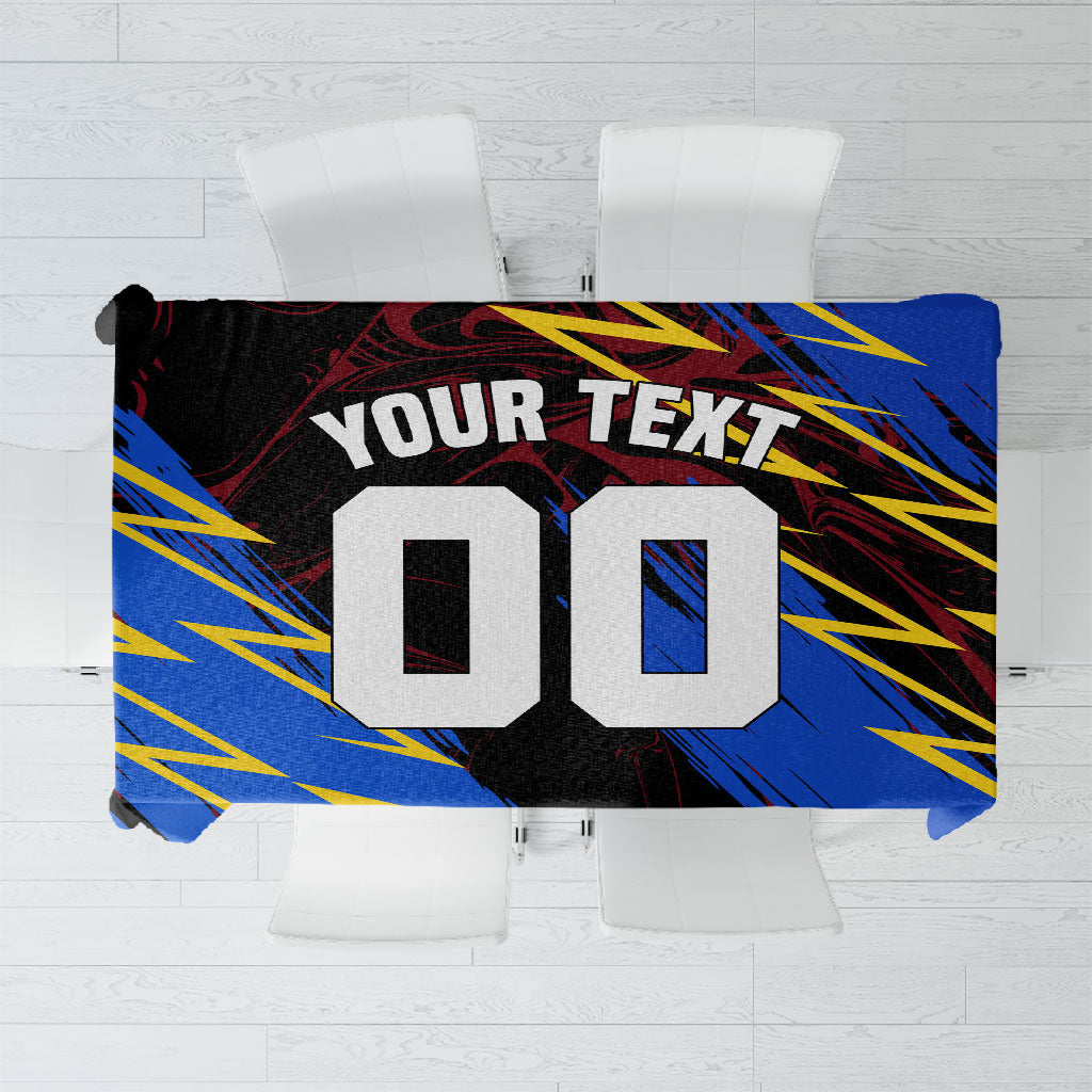 Personalized Antigua And Barbuda Cricket Tablecloth Falcons Caribbean Lightning Abstract Graphic