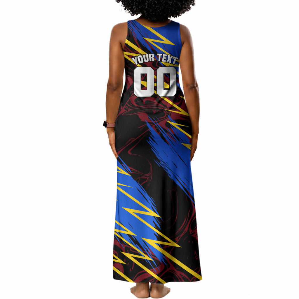 Personalized Antigua And Barbuda Cricket Tank Maxi Dress Falcons Caribbean Lightning Abstract Graphic