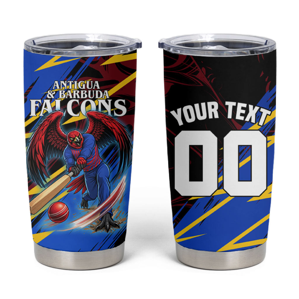 Personalized Antigua And Barbuda Cricket Tumbler Cup Falcons Caribbean Lightning Abstract Graphic