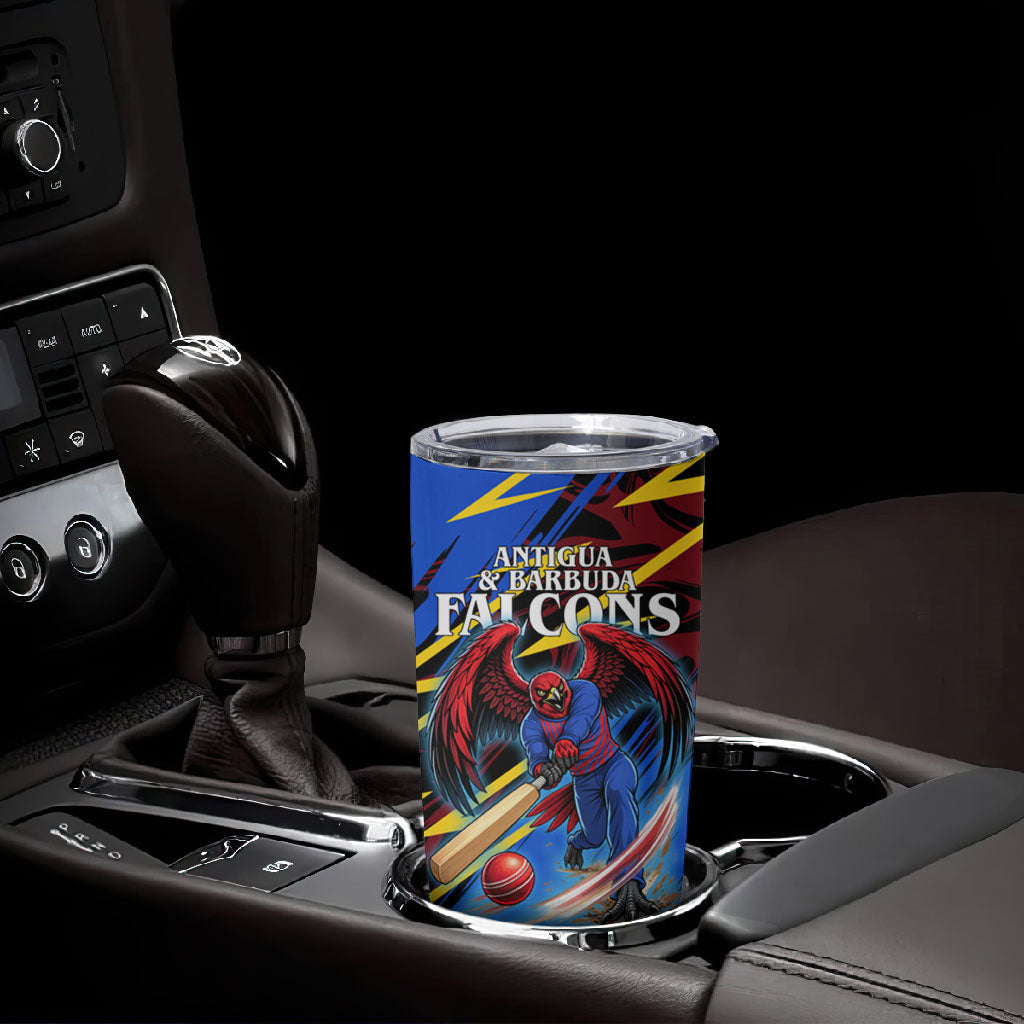 Personalized Antigua And Barbuda Cricket Tumbler Cup Falcons Caribbean Lightning Abstract Graphic