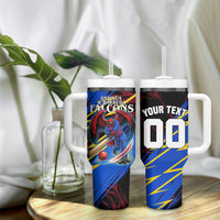 Personalized Antigua And Barbuda Cricket Tumbler With Handle Falcons Caribbean Lightning Abstract Graphic