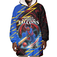 Personalized Antigua And Barbuda Cricket Wearable Blanket Hoodie Falcons Caribbean Lightning Abstract Graphic