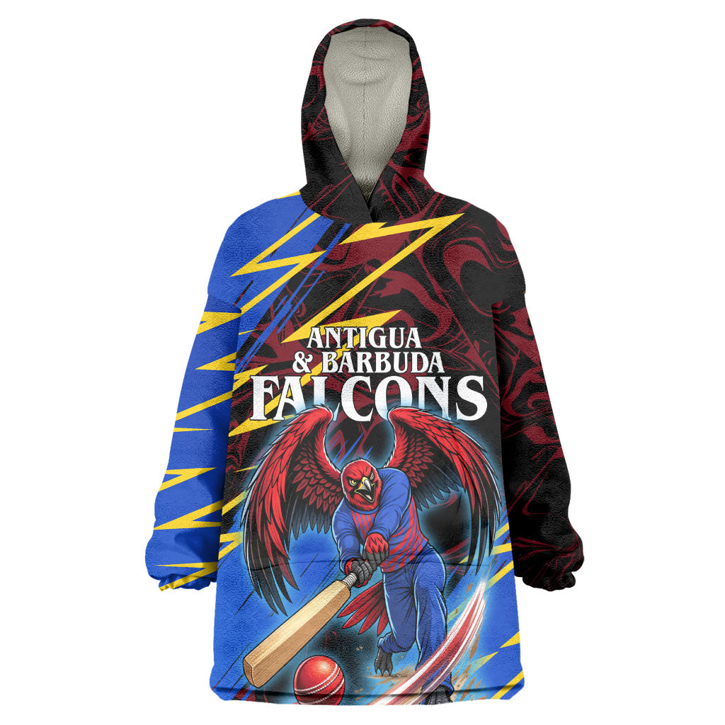 Personalized Antigua And Barbuda Cricket Wearable Blanket Hoodie Falcons Caribbean Lightning Abstract Graphic