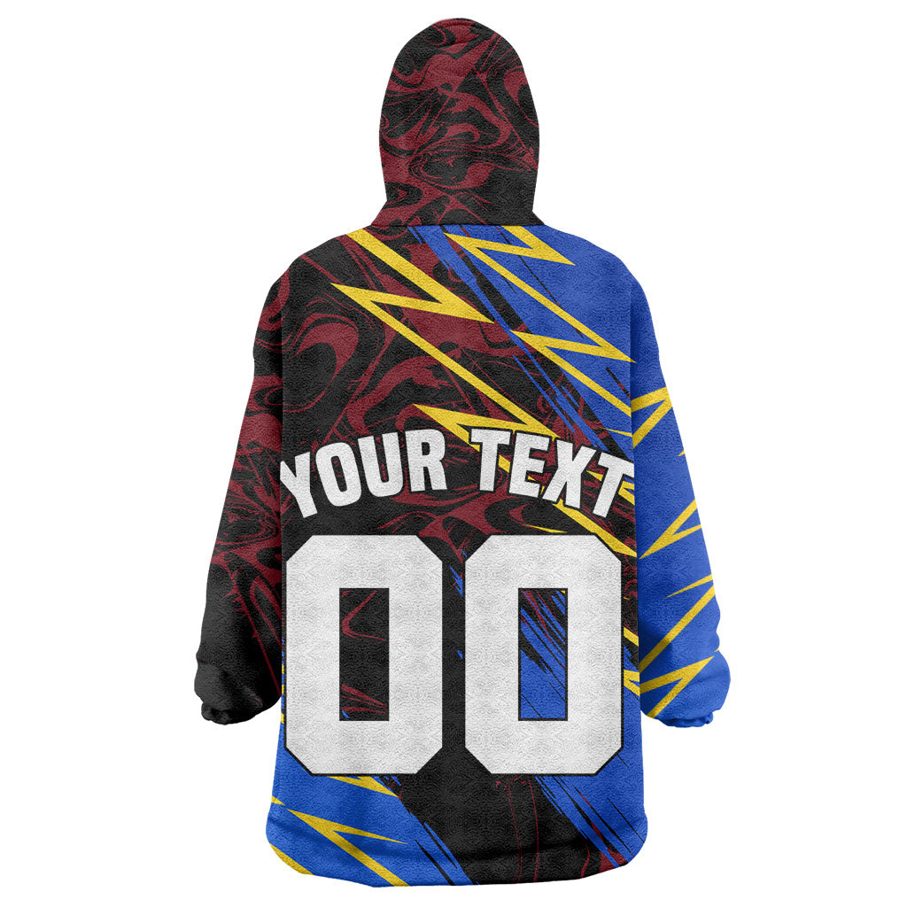 Personalized Antigua And Barbuda Cricket Wearable Blanket Hoodie Falcons Caribbean Lightning Abstract Graphic