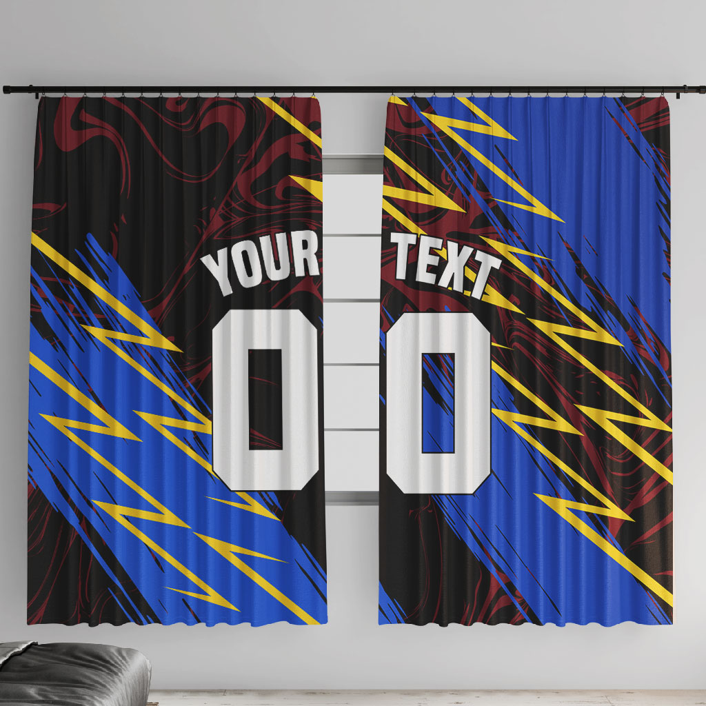 Personalized Antigua And Barbuda Cricket Window Curtain Falcons Caribbean Lightning Abstract Graphic