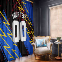 Personalized Antigua And Barbuda Cricket Window Curtain Falcons Caribbean Lightning Abstract Graphic