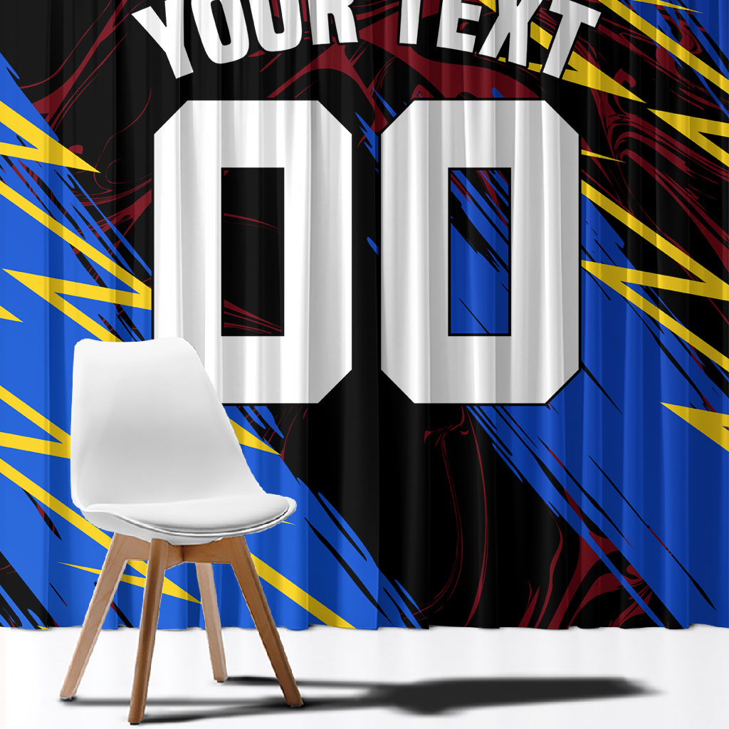 Personalized Antigua And Barbuda Cricket Window Curtain Falcons Caribbean Lightning Abstract Graphic