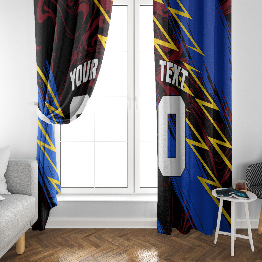 Personalized Antigua And Barbuda Cricket Window Curtain Falcons Caribbean Lightning Abstract Graphic