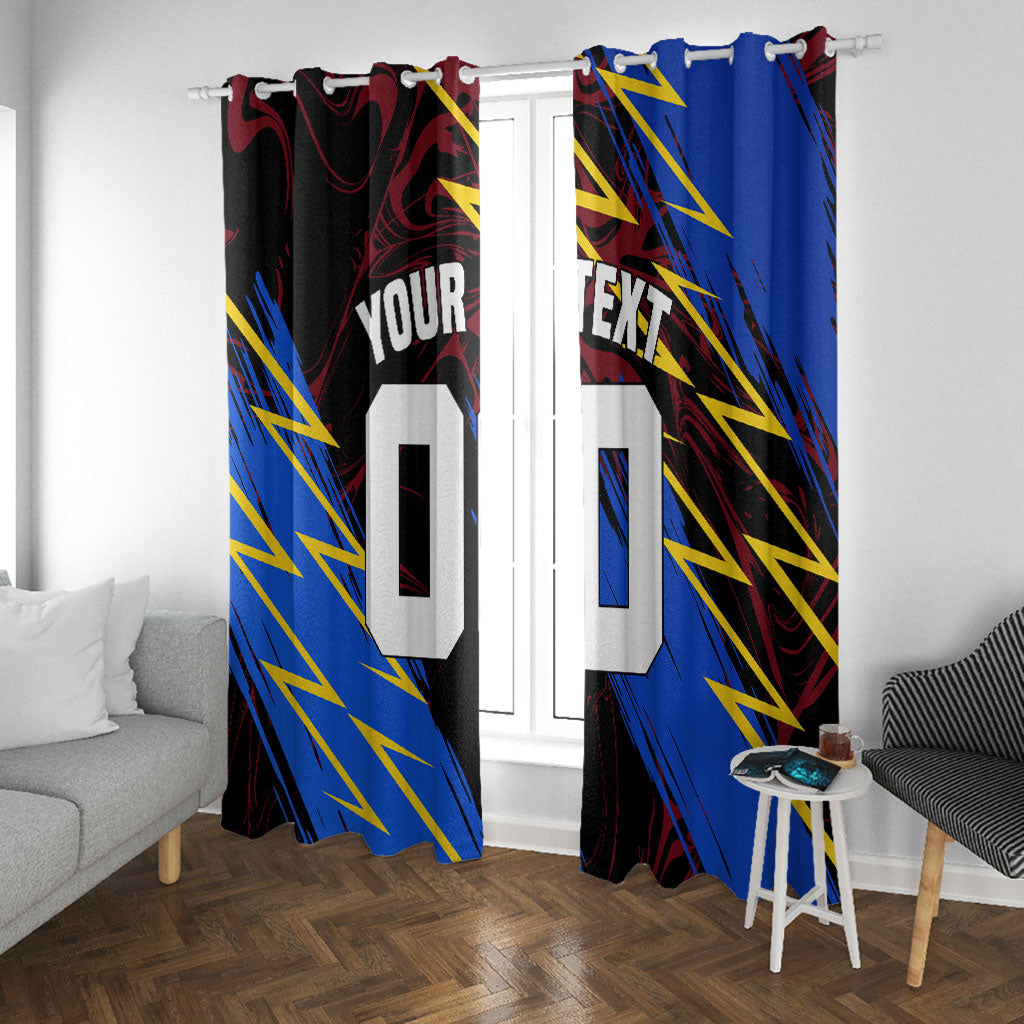 Personalized Antigua And Barbuda Cricket Window Curtain Falcons Caribbean Lightning Abstract Graphic
