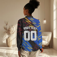 Personalized Antigua And Barbuda Cricket Women Casual Shirt Falcons Caribbean Lightning Abstract Graphic