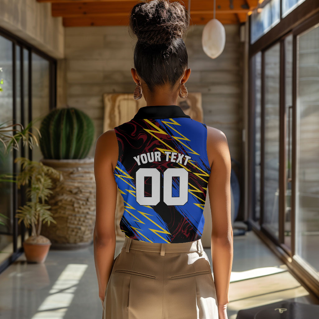 Personalized Antigua And Barbuda Cricket Women Sleeveless Polo Shirt Falcons Caribbean Lightning Abstract Graphic