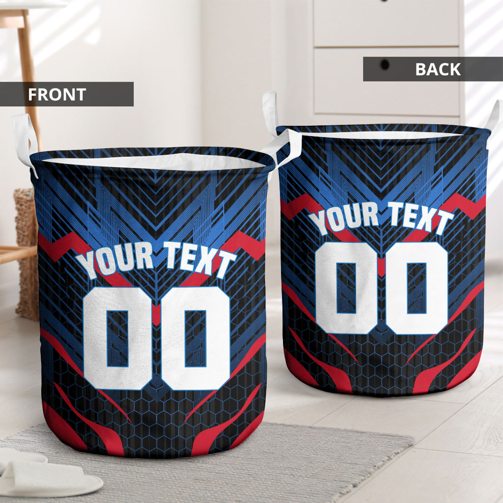 Personalized Antigua And Barbuda Cricket Falcons Laundry Basket Abstract Hexagon Pattern Sport